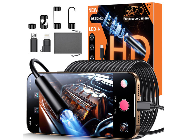 Endoscope Camera with Light 1920P HD Borescope with 8 Adjustable LEDs IP67 Waterproof, Inspection Camera for Android & iOS/iPhone, Endoscope Tools...