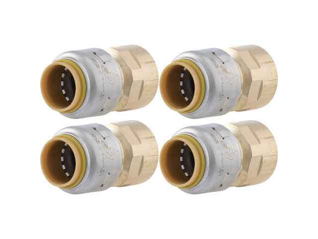 Max 1/2 x 1/2 Inch FNPT Adapter, Pack of 4, Push To Connect Brass Plumbing Fitting, PEX Pipe, Copper, CPVC, PE-RT, HDPE, UR072A4