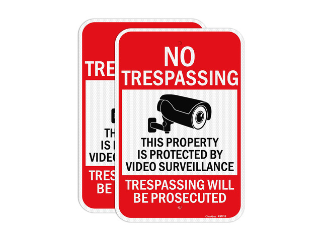 Large Video Surveillance Signs, 18x12 Inches No Trespassing Sign Private Property Sign,Engineer Grade Reflective Aluminum, Fade Resistant,Indoor or...