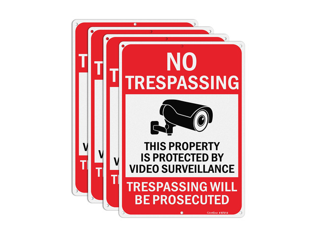 Large Video Surveillance Signs, 14x10 Inches No Trespassing Sign Private Property Sign, Reflective Aluminum, Fade Resistant,Indoor or Outdoor Use...