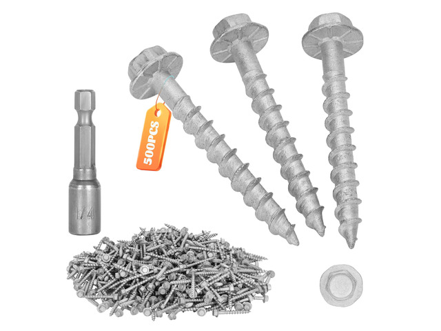 Mech. Galv.#9 x 1-1/2' Joist Hanger Screws-500 Qty,SD Connector Screws 1/4' Hex Head Hurricane Screws,0.370'-Dia Deck Screw, Replace 10D Nails-1500...