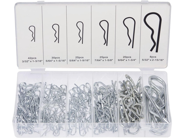 50457A Cotter Pin Assortment Kit, 150 Piece Zinc Plated Steel Clips, Small Cotter Pins for Use on Hitch Pin Lock System, Assorted Cotter Pins, Hair...