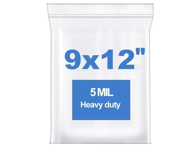 50PCS 9'x12' 5 Mil Thick Clear Zip Seal Lock Plastic Reclosable Poly Bag Heavy-Duty Durable Resealable Zipper Bags Waterproof for Photo Cards...