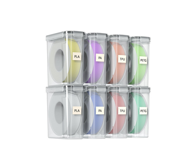 3D Printer Filament Storage Box, 8-Pack Airtight Containers for 1kg Airtight silicone gasket and locking clips protect 1kg filament spools from...
