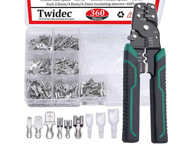 /360Pcs 2.8/4.8/6.3mm Quick Splice Male and Female Wire Spade Connector Crimp Terminal Block Assortment Kit with Insulating Sleeve for Electrical...