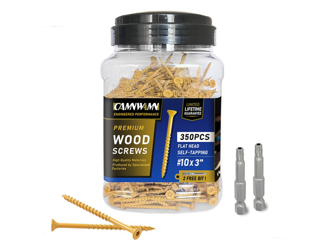 #10 x 3 in Deck Screws, 350 PCS, Tan Exterior Wood Screws Epoxy coated, rust-resistant Torx drive include T25 star bit for decks, fences and...