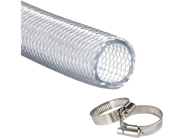 High Pressure Braided Clear Flexible PVC Tubing 1/2' ID,10ft