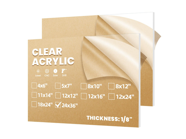 2 Pack 24x36 1/8' Clear Plexiglass Sheets for Window Display 3mm Transparent Cast Acrylic Sheets Cut to Size for Laser Cutting, Wedding Sign, Glass...