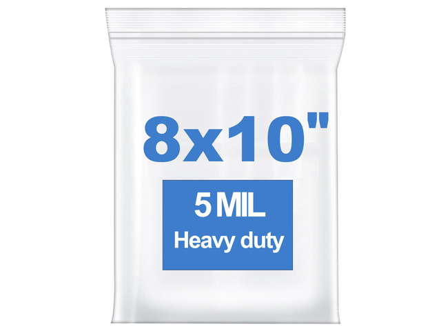 50PCS 8'x10' 5 Mil Thick Clear Zip Seal Lock Plastic Reclosable Poly Bag Heavy-Duty Durable Resealable Zipper Bag Waterproof for Photo Cards Snacks...