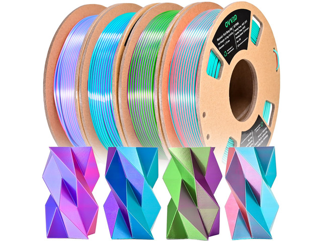 OVV3D PLA 3D Printer Filament Bundle, Dual Color Filament Silk PLA 1.75 PLA Filament 1.75mm Bundle, Dual Color Filament, Pastel 3D Filament, Silk...