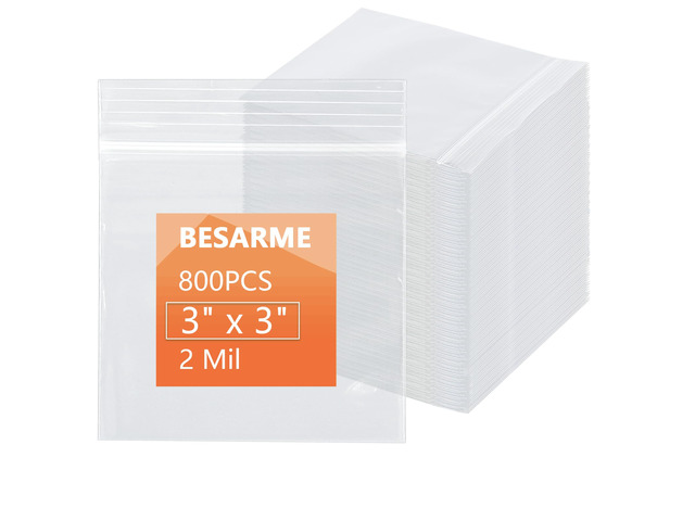 800 Pcs 3 x 3 Inch Clear Resealable Plastic Bags, 2 Mil Mini Zip Bags For Jewelry, Beads, Candy, Coins, And Screws; Waterproof Polyethylene;...
