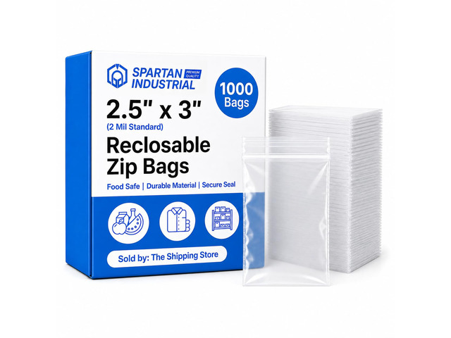 2.5' X 3' Small Zip Bags (1000 Count) - 2 Mil Clear Reclosable Zipper Poly Bags for Jewelry, Cards, Candy, and Small Parts