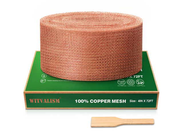 5th Gen Copper Mesh Rodent Control Set, 4in x 72ft Premium Pure Copper Wool Rustproof Mesh Roll for Mice Slug Snail Control, Ideal for Hole...