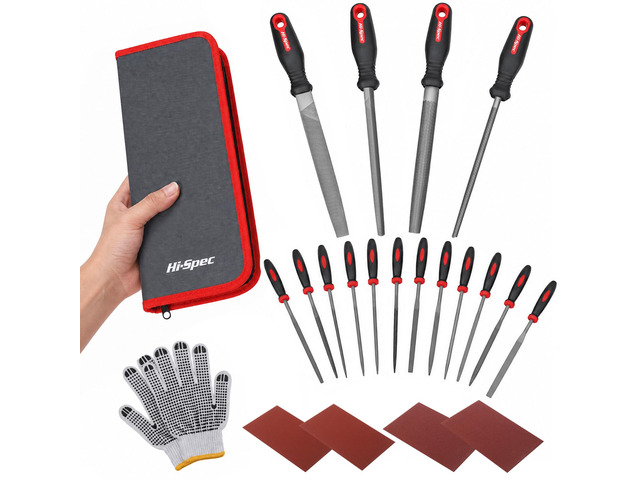 Metal Hand and Small Mini Needle Steel File Set in a Carry Case 16pc, varied profiles, shaping and deburring control, smooths edges, durable steel,...