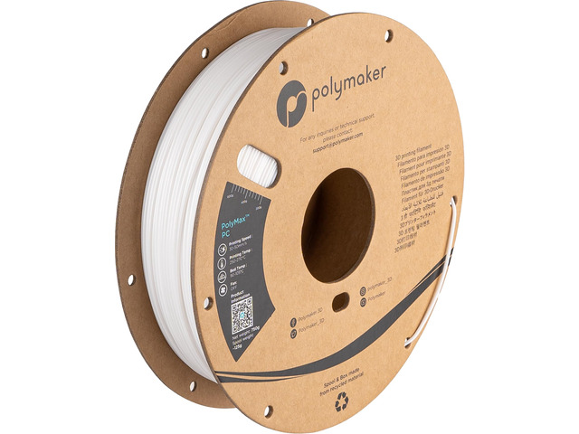Polymax Tough PC Filament 1.75mm 0.75kg White Polycarbonate Filament, PC Filament, Tough & High Heat Resistant 3D Printer Polycarbonate Filament