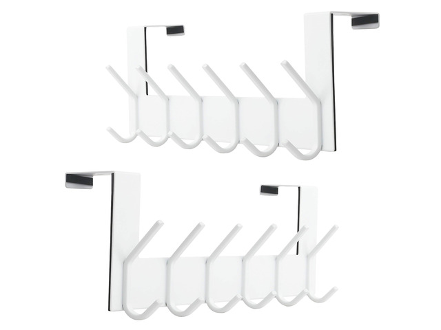 Over The Door Hook - for Doors up to 1-3/4'' Thickness, White, No Assembly Required, Stainless Steel, Door Coat Rack for Entryway & Bathroom...