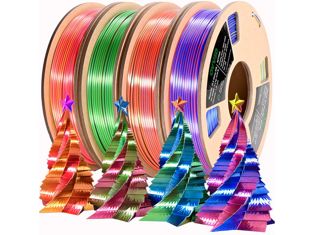 PLA Filament 1.75mm, Tri-Colors 3D Printer Filament, Rainbow PLA Filament Bundle, Coextrusion 3D Filament with Silk PLA Color Change, 3D Printing...