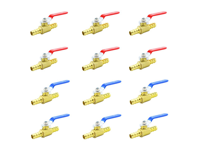 1/2' PEX Ball Valve, 12-Pack Crimp Full Port Shut-Off Brass Hot/Cold Water Lead-free brass, 400 PSI. Full port, 90° turn. Fits PEX A/B/C crimp &...