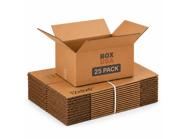 Shipping Boxes 12'L x 9'W x 6'H, 25-Pack Small Corrugated Cardboard Boxes for Shipping, Mailing, Packing, Packaging and Storage