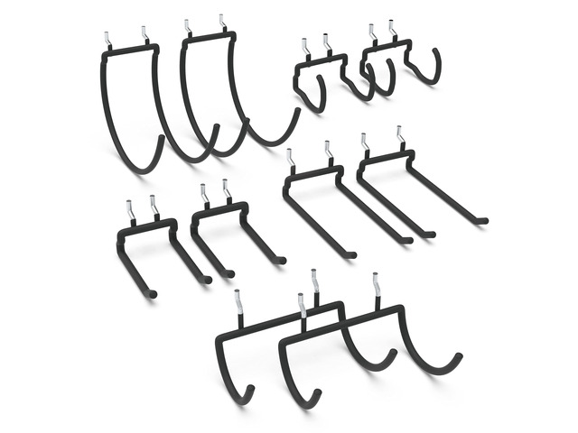 10 Pack Pegboard Drill Holder Utility Hooks for 1/4 Inch Pegboard Tool Holders with 20 lb Capacity for Power Tools, Hammers, Cords, Hoses, Shovels,...