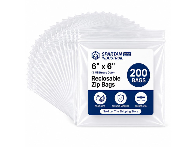 6' X 6' Heavy-Duty Plastic Zip Bags (200 Count) - 4 Mil Resealable Clear Poly Bags for Packaging, Storage, Food