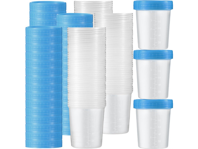 100 Pcs Urine Cups 4oz Disposable Specimen Container,Blue Pee Cups for Testing, Leak Proof Screw on Lids for Safe Urinalysis Pee Stool Sample...