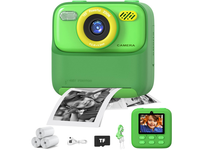 Kids Camera Instant Print Photo, Birthday Gifts for Girls and Boys, Kids Digital Camera Toys, 1080P HD Video, 3 4 5 6 7 8 9 10 11 12 Year Old Boy...