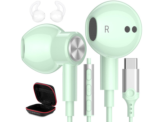 USB C Headphones Magnetic Wired Earbuds with Mic for Apple/Samsung Android Type C Earphones USBC Ear Bud Corded for iPhone 15 Pro Max 16 17 17e 18...