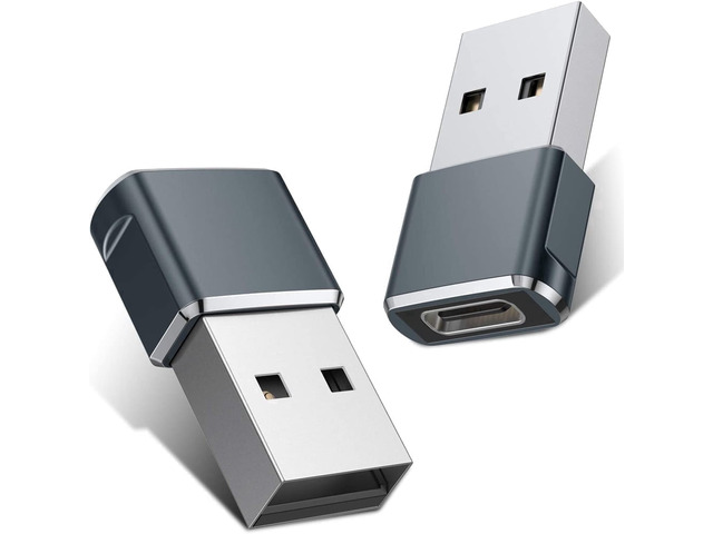 Gray USB to USB C Adapter 2 Pack,USB C Female to A Male Charger Type C Converter for Apple Watch Ultra iWatch 7 8 SE,iPhone 14 13 12 11 Plus Pro...