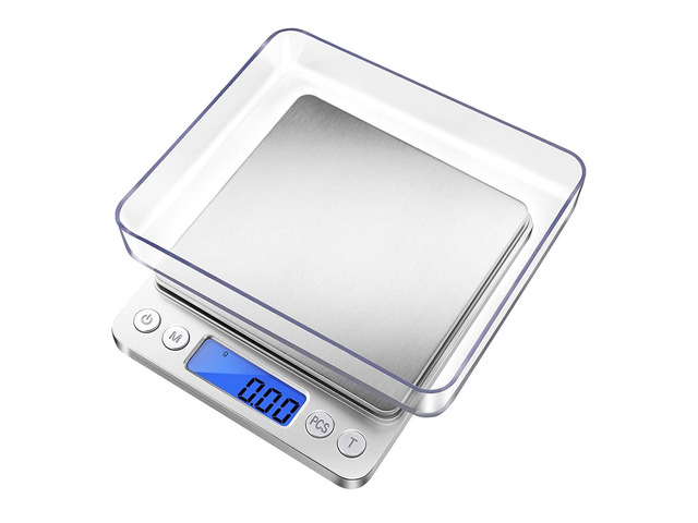 Digital Gram Scale with 2 Trays, 2000g/ 0.1g Small Jewelry Scale, 9 Units Gram Scales Digital Weight Gram and Oz, Tare Function, Digital Herb Scale...