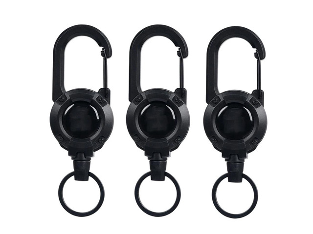Retractable Keychain 3 Pieces Heavy Duty Carabiner Badge Holder Retractable Badge Reel ID Holder Extendable Key Ring Key Holder for 8 oz ABS Casing...