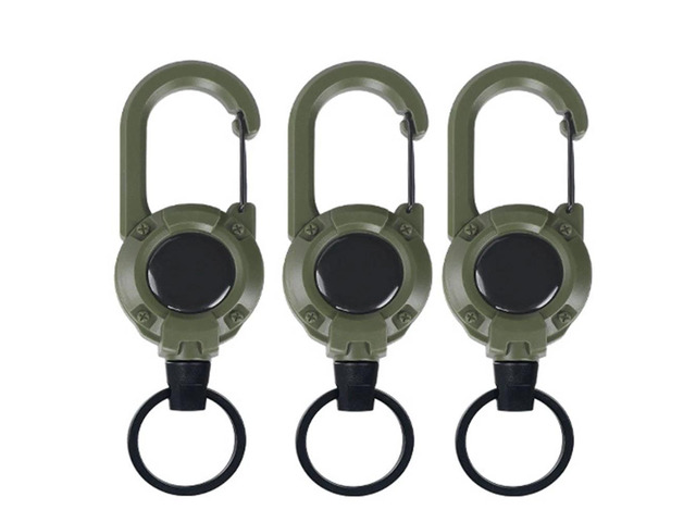 Retractable Keychain 3 Pieces Heavy Duty Carabiner Badge Holder Retractable Badge Reel ID Holder Extendable Key Ring Key Holder for 8 oz ABS Casing...
