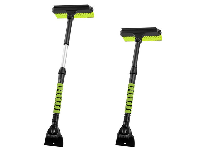 Car Windshield Ice Scraper & Snow Brush Tool, 21.3'-31.8' Extendable Handle with EVA Foam Grip & Buckle, Sturdy Paint Safe Black Automotive...