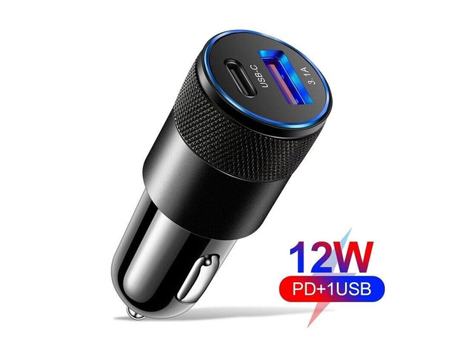 2-Port PD USB-C Fast Charging Car Charger Adapter Compatible with iPhone 14 13 12 11 Samsung, Black, Auto & Hardware Accessory