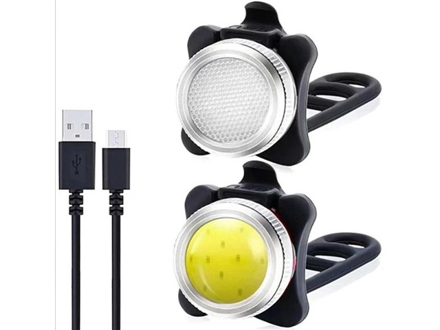2Pcs Bicycle Lights Mountain Bike Headlight and Taillight, Waterproof Super Bike Lights, USB Rechargeable, for Night Riding, 5 Light Mode Options