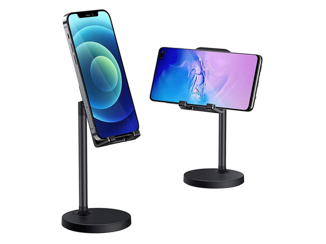 Universal Desk Phone Holder - Adjustable Angle & Height Aluminum Alloy Mount, Cell Phone Stand, Cell Phone Holder With Silicone - Office & Home Use