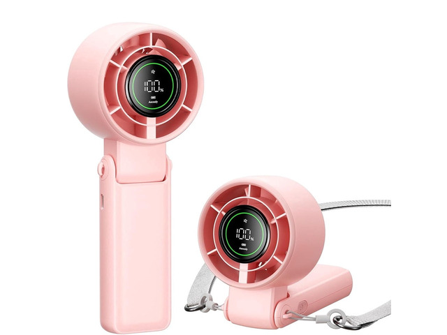 Portable Handheld Turbo Fan - 5 Speed Mini Personal Fan with Strong Airflow, Foldable 3 in 1 5000mAh Rechargeable Battery Operated Trave Essentials...