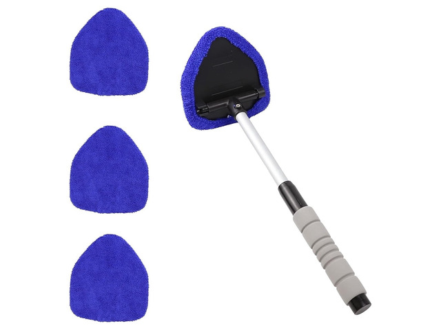 Car Windshield Cleaning Tool, Car Windshield Window Cleaner, Car Window Detailing Cleaning Kit with Extendable Handle and 4 Upgraded Reusable...
