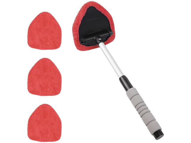 Car Windshield Cleaning Tool, Car Windshield Window Cleaner, Car Window Detailing Cleaning Kit with Extendable Handle and 4 Upgraded Reusable...