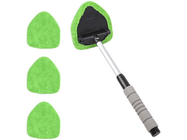 Car Windshield Cleaning Tool, Car Windshield Window Cleaner, Car Window Detailing Cleaning Kit with Extendable Handle and 4 Upgraded Reusable...