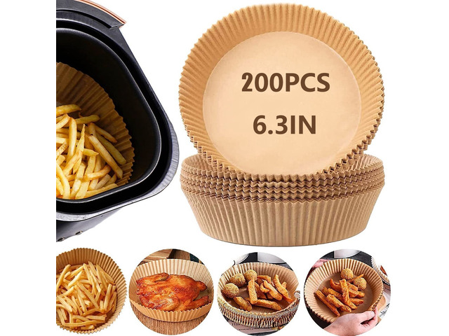 Air Fryer Disposable Paper Liner, 200 Pcs Round Non-Stick Insert Parchment Paper Liners Air Fryer Oil-proof, Water-proof, Food Grade Parchment...