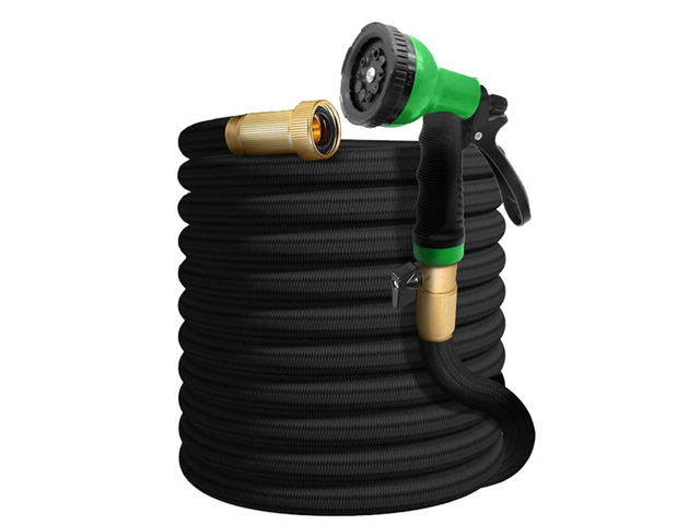 50ft Garden Hose with 10 Function Nozzle, Expandable, Lightweight & No-Kink, 3/4 inch Solid Brass Connectors, No-Burst Design for Watering, Washing...