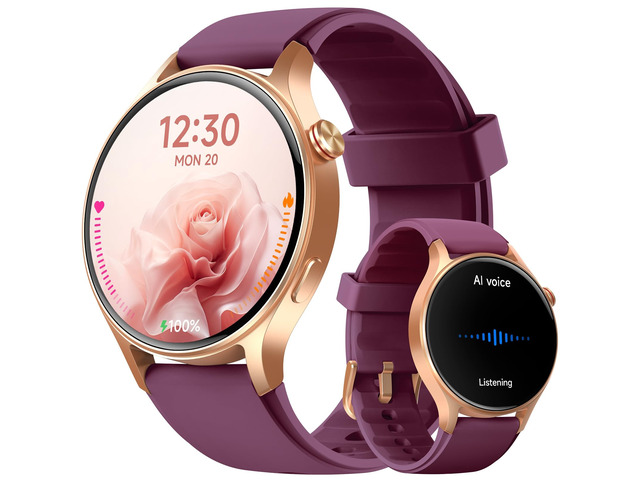 Smart Watch for Women, Answer/Make Call, 1.32'' AMOLED Ultra-Clear Screen Fitness Tracker with Heart Rate/Sleep/Step Monitor, Compatible with...