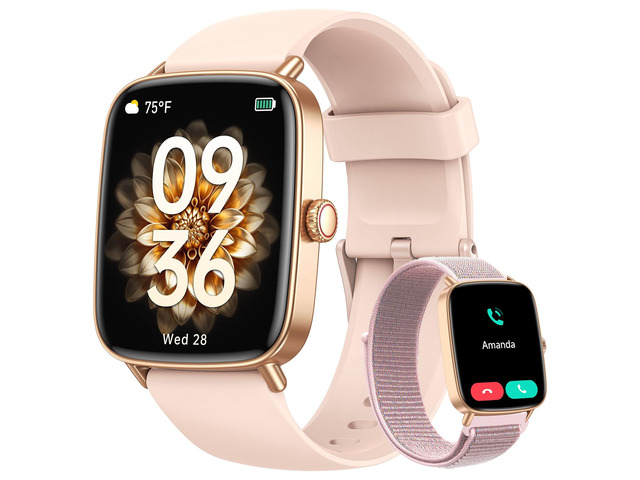 Smart Watch for Women, 2 Bands Health and Fitness Watch for iPhone/Android, Make Call and Message Notice, 24/7 Heart Rate/Sleep/SpO2 Tracker, 1.85'...
