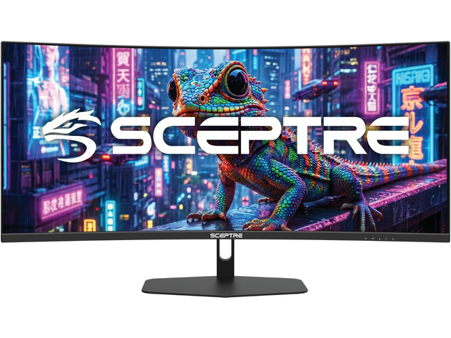 Sceptre Curved 34-inch Prime Gaming Monitor 3440 x 1440 up to 240Hz 1500R 1ms 100% sRGB DisplayPort x2 HDMI x2 Build-in Speakers, Machine Black