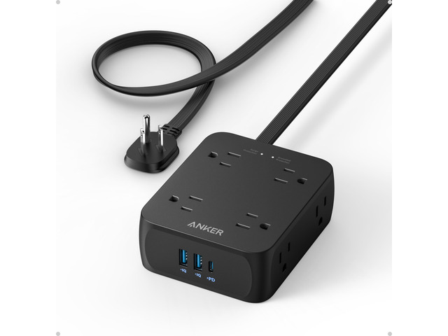 Power Strip with 2000J Surge Protector, 10ft Outlet Extender, 20W 8AC Flat Plug Extension Cord with Multiple Outlets, 1 USB C, 2 USB A, Dorm Room...