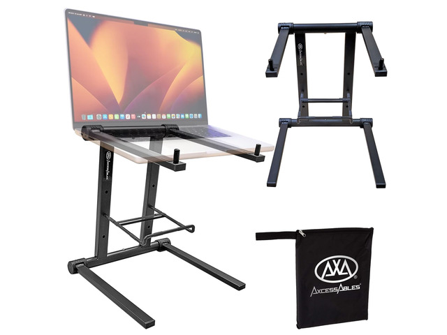 AXA AXCESSABLES DJ Laptop Stand with Travel Bag Portable Foldable Aluminum Laptop Stand for Laptops up to 15 inches and 20lbs No Assembly...