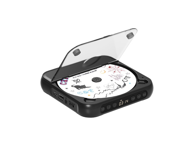 CD Player Portable with Dual Stereo Speakers, Rechargeable Portable CD Player with Bluetooth for Home with Headphones,Black