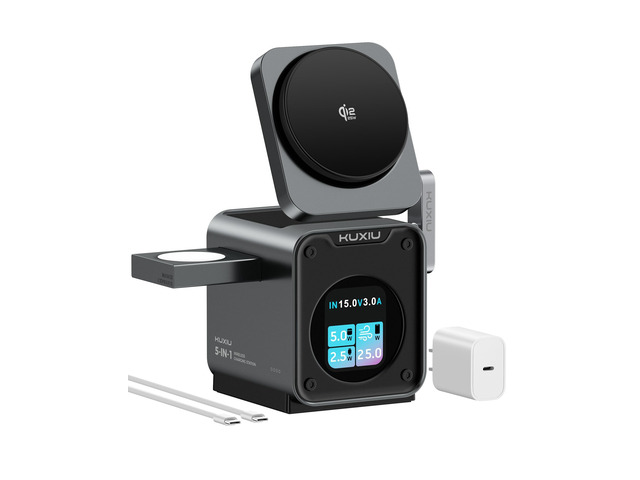 Qi2.2 3 in 1 Wireless Charging Station, Foldable 25W Fast Magnetic Charger TFT Screen Stand for iPhone 18/17/16/15/14/13, Apple Watch &...