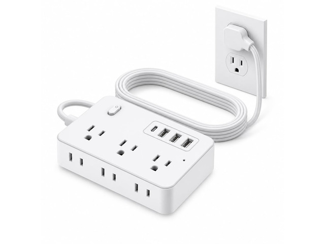 Travel Power Strip 6 Outlets USB A USB C Surge Protector 5ft Extension Cord Lightweight Portable Design for Trips, 1 Type-C 3 USB Port, Independent...